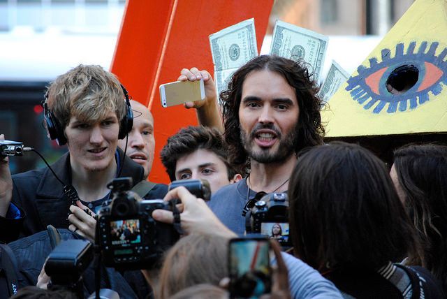 Picture of Russell Brand at a protest