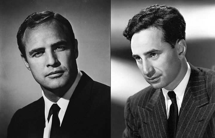 Left: Marlon Brando, Right: Elia Kazan. Both are wearing suit and tie.